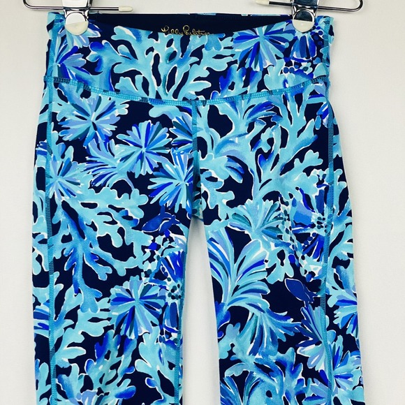 Lilly Pulitzer Luxletic Blue Coral Floral Print Leggings XS Style 000514 Womens - Picture 4 of 11